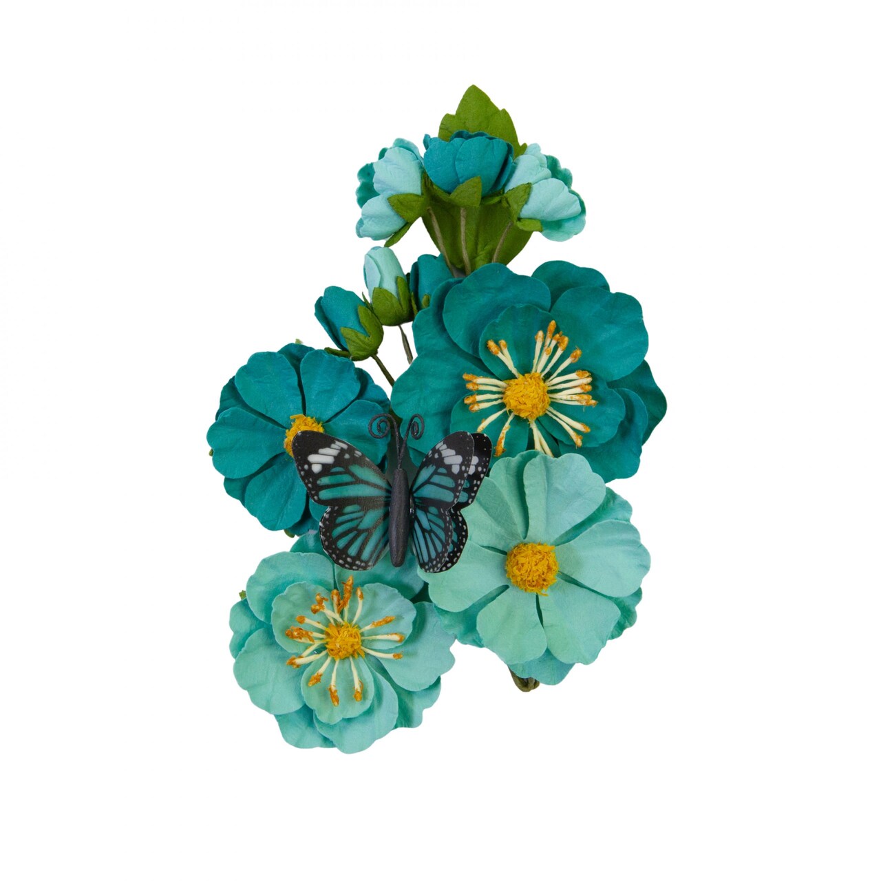 Majestic Collection Flowers - Teal Beauty - 12 Pcs, 0.5"-2.5"